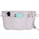 Handtaschen Organizer Nylon, Handtaschen Organizer mit Schlüsselbun, Taschenorganizer Filz Bag in Bag Tasche Organizer, Innentaschen für Handtaschen mit Schlüsselkette (Grau S)