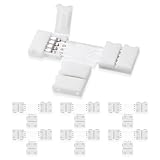 UBRAVE LED Strip Verbinder, 6 Stücke 10mm 4 Polig LED Strip Eckverbinder-T Förmige, LED Schnellverbinder für 10mm Breit SMD 5050 RGB LED Streifen Stripes, LED Streifen Flexibel Verbindungskabel