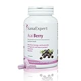 SanaExpert Acai Berry, Nahrungsergänzung mit reinem Açaí-Beeren-Extrakt und Antioxidantien, vegan, ohne Zusätze und made in Germany, 120 Kapseln