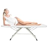 FROPIJ 3 Zonen Massageliege Klappbar Massagetisch Mobile Massagebett mit Kopfstütze, Kosmetikliege Massageliegen Behandlungsliege für Schönheitssalons Tattoosalons 180x60x60cm (Weiß)