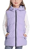 Happy Cherry - Weste Gepolsterte Kinder mit Reißverschluss Jungen Mädchen Winterweste Ärmellose Winterjacke mit Kapuze Warme Kinderweste Schule Outdoor Sport- 128-134 - Lila