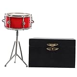 WEKAMOS Mini Drum Ornamente Musical Schlagzeug Mini-Musikinstrumentenmodell Desktop-Trommelmodell Harz rot