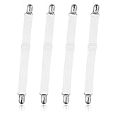 4 Stück Bettlaken halter clip, Spanngummi für bettlaken, Spanngurt für bettlaken, Bügeltischspanner, Betttuchspanner mit clip, Lakenspanner, Für Bettlaken, Matratze, Bügelbrett Oder Sofa (Weiß)