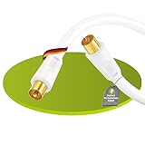 Perfect TV-Kabel, Antennen-Kabel, Koaxial-Kabel, IEC Stecker auf IEC Buchse mit Ferrite, 10,0 m, weiß