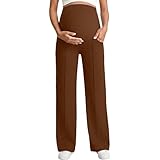 Generisch Leichte Sommerhose Damen Umstandshose Schwangerschaftshose Kaffee Hose Baggy Lange Sommerhosen Leicht Und Luftig Sommer Hosen Lang Freizeithose Weites Bein Strandhose Einfarbig Sommerhose