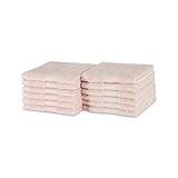 Amazon Basics Waschlappen aus Baumwolle, farbecht, 12 Stück, 30 x 30 cm, Blush Rosa