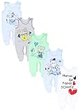 TupTam Unisex Baby Strampler mit Aufdruck 5er Set, Farbe: Junge 2, Größe: 56