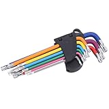 Candeon 9-teiliges buntes sternförmiges Innensechskantschlüssel-Set, langarmiges Innensechskantschlüssel-Werkzeug, mehrfarbiges Schraubenschlüssel-Reparaturzubehör für Fahrrad, Motorrad