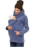 inhzoy Tragejacke Für Mama Und Baby Winter Fleece Babytrage Umstandsjacke 3 in 1 Ab Geburt Mama Jacke Pullover Blau L