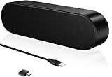ZETIY Lautsprecher, USB Portable Computer Lautsprecher Mini Soundbar mit 3D Surround Stereo für Notebook, PC, Laptop, Desktop - Plug and Play （Black）