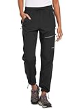 BALEAF Damen Outdoorhose Wanderhose Wasserdicht Schnelltrocknend Leicht Trekkinghose Capris UV Schutz UPF 51 Funktionshose mit Reißverschlusstasche Regular Version Schwarz 3XL