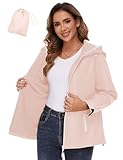 EFFAN Regenjacke Damen Funktionsjacke Regenmantel Wasserdicht Atmungsaktiv Sommer Outdoorjacke Faltbar Laufjacke Übergangsjacken Trekkingjacke Rosa M