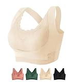 BH ohne Bügel Kreuz Seitliche Schnalle Bralettes für Frauen Unterwäsche Wireless Push Up Komfort mit abnehmbaren Cups, Nude, 3XL / A