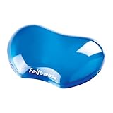 Fellowes Handballenauflage Crystals - Flexible Handgelenkauflage mit weicher Gelfüllung - kompakt - ideal für Büro, Home Office, unterwegs und Gaming - abwaschbar - Farbe: blau