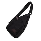 LIFKOME Herren Outdoor Sling Bag Strapazierfähigem Canvas Umhängetasche Brusttasche für Sport und Reisen S Schwarz mit Mehreren Fächern für Handy Geldbörse und Persönliche Gegenstände