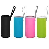 TSUOUKL Neopren Flaschenhülle Isoliert, 4er Set Thermo-Schutzhülle für Wasserflaschen, Trinkflaschen aus Glas, Edelstahl & Mehr, Praktische Neoprentasche mit Isolierfunktion