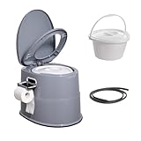 VEVOR 5 L Campingtoilette mit Toilettenpapier- und Handyhalter, Tragbare Campingtoilette 500 x 467 x 400 mm Reisetoilette Nottoilette Weiße Toiletten 136,1 kg Gewichtstragfähigkeit Wohnmobiltoilette