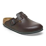 BIRKENSTOCK Boston Pro Leder Clogs - Hochwertige zertifizierte Berufsschuhe für Medizin, Gastronomie und Service, Farbe: Java, Gr: 42