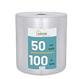 HOGSTEN Luftpolsterfolie Rolle 50cm x 100m - Noppenfolie für Versand, Verpackung und Umzug -100% recycelbar - Bubble Wrap Polstermaterial Verpackungsmaterial (100m x 50cm, 50my)