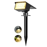 kolpop 1 Stück 77 LEDs Solar Gartenleuchten für Außen, 3000K Warmweiß Baumbeleuchtung, IP65 Wasserdicht, 3 Modi, 800LM Solar Strahler, Dusk to Dawn Solarlampen für Hof Weg Outdoor Pflanzen