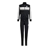 adidas Unisex Kinder SEASONAL ESSENTIALS TIBERIO 3 STRIPES TRICOT TRACKSUIT, Black/White/Grey Two, 11-12 Years