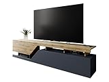 Mirjan24 TV Lowboard Nesezi 200, Grifflose Öffnen, 2 Klappen/Türen, TV Board Sideboard, Unterschrank, Fernsehschrank, TV Tisch, Fernsehtisch (Anthrazit/Wotan)