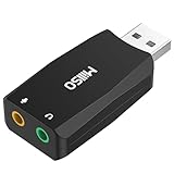 MillSO USB Externe Soundkarte mit interner Aufnahmefunktion für Podcast, Aufnahme, Gesang, USB Stecker auf 2 × 3.5mm Buchse Headset Adapter für PC, Laptop, Tablet, Kopfhörer, Mikrofon - Schwarz