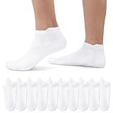 EKSHER 10 Paar Sneaker Socken Damen Herren 39-42 Weiß Socken Sportsocken Kurze Halbsocken Baumwolle Laufsocken Atmungsaktive Für Fitnessstudio, Laufen & Alltag,Weiß,39-42