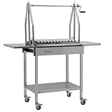 BBQ-Toro Edelstahl Asado Grill | 119 x 45 x 135 cm | Argentinischer Holzkohlegrill mit Seitenablagen | Mobiler Edelstahlgrill, BBQ Argentinian Grill, Argentinischer Holzkohlengrill, Grillwagen