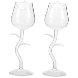 STOBAZA 2 Stück Teiliges Rosé Rotweinglas mit Rosenblüten-design Transparentes Cocktailglas aus Glas Vielseitig für Wein Whiskey und Getränke Eleganter Hoher Fuß für Hochzeit und Party