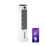 Klarstein Luftkühler mit Wasserkühlung, 5-in-1 Verdunstungskühler, Luftbefeuchter, Ventilator & Luftreiniger, Mobile Klimageräte Luftkühler mit App-Steuerung, 80W Air Cooler, 462m³/h Luftstrom