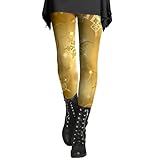 Blaue Damen-Jeans, bedruckt, Pailletten, Sport-Leggings mit weichem und schmalem Butt, Yoga-Hose, transparent, Gold., X-Large