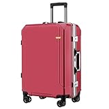 WOSHIXIAOKEAI Reisekoffer Gepäck Leise Universalrad Aluminiumrahmen Trolley-Koffer Student Wasserdichter Koffer Business Boarding Koffer(Red)