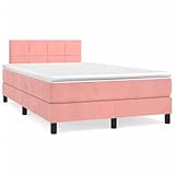 UTSRABFA Futon-Betten Schlafzimmer-Betten Hochbett Bettgestell Boxspringbett mit Matratze Rosa 120x190 cm Samt Geeignet für Schlafzimmer, Außenbereich, Wohnung, Arbeitszimmer