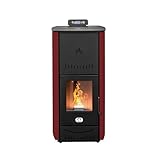 STUFE A PELLET ITALIA New York 20 Kw WiFi | Hydro-Pelletöfen für Heizung und Warmwasser Effizienz 90% Heizt 120m² WiFi-Steuerung Autonomie 22 Std. 5 Kräfte Programmierbar 24 Monate Garantie Rot