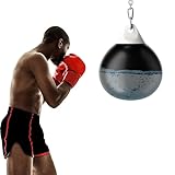 COSTWAY Ø55 cm Wasserboxsack, 80kg Boxing Punching Bag mit Verstellbarer Metallkette, Sicherheitsschnallen & Wasserschlauch, Punchingsack für Erwachsene & Kinder (Ø55 cm, Schwarz)