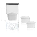 Wessper Wasserfilter Kanne Glas 3 L, Set Wasserkanne und 2 Filterkartuschen, Kompatibel mit Brita Maxtra, Wasserkaraffe für Trinkwasser mit Ersatz Filter- Schwarz