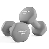 SONGMICS 2er Set Kurzhanteln 2x5kg Handgewichte mit Neoprenbeschichtung Hexagonal Hanteln Paar Home Workout Fitness Training Übung Taubengrau SYL910G01