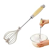 Handmixer-Schneebesen, Eierschläger-Schneebesen,Halbautomatischer Schneebesen aus Metall | Eierschleuder, Edelstahl, antihaftbeschichtet, verstellbar zum Mixen, Schlagen, Mischen von Milch, Kochen