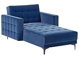 Chaiselongue Samt blau gesteppt Schlaffunktion Metallgestell schwarz Aberdeen