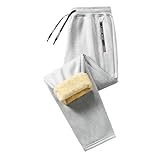 Generisch Trainingshose Herren Fleece Gefüttert Sporthose Dicke Thermo Freizeithose Große Größen Kuschelig Sweatpants Winter Fleecefutter Sweathose Gerade Bein Laufhose Lässige Wanderhose