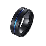 Daesar Ringe Edelstahl Herren, Schwarz Ring Personalisiert 8MM Matt Verlobungsringe Hochzeit Ringe Männer Gr.60 (19.1)