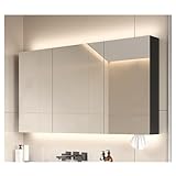 LED Badspiegelschrank mit Dimmer & Anti-Beschlag - 2-türiger Wandspeicher mit Unterputz-Touch-Schalter - Stilvolles Design