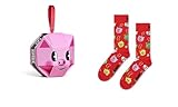 Happy Socks Crew-Socken mit Schweine-Ornament in dekorativer Geschenkbox zum Aufhängen – 1er-Pack, Größe 41–46