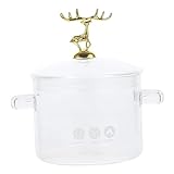 Ipetboom Hochborosilikat Kochtopf mit Design Deckel Doppelgriffiger Suppentopf für Induktionsherd Vielseitiger und Nudeltopf Klarer Glasdeckel für Gemüse und Pasta