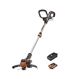 WORX 18V(20V MAX) Akku-Rasentrimmer WG163E.2, PowerShare, 2-in-1 Rasentrimmer & Kantenschneider Rasen, 90° drehbarer Trimmerkopf, Teleskopstiel, 2,0Ah Akk und Ladegerät