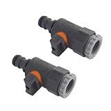 Gartenschlauchverbinder mit eingebautem Absperrventil für kontrollierten Wasserfluss und sichere Befestigung, geeignet für Rasen- und Pflanzenbewässerung (2 Stück)