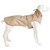 Verstellbarer wasserdichter Hunde-Regenmantel für Hunde, leichte Haustier-Regenjacke, Welpenbekleidung mit reflektierenden Streifen für kleine, mittelgroße und große Hunde (Khaki, XL)