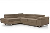 Ecksofa mit Schlaffunktion PASTI L-Form, Sofa Couch mit Bettkasten, 3-Sitzer Eckcouch, Schlafsofa für Wohnzimmer, Big Sofa Couch mit Schlaffunktion (Hellbraun, Ottomane Links)