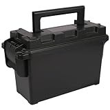 Prothens Munitionsbox Kunststoff einklappbarem tragegriff Munitionskiste,Abschließbar,Schwarz-28.7 * 12.8 * 17.77cm